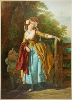 The Parting Look (with Man and Box), 1858. Creator: George Baxter.