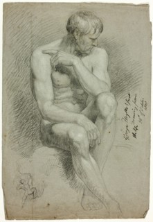 Seated Male Nude with Sketch of Nude Archer, October 20, 1808. Creator: George Hayter.