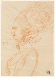 Half-Length Profile Portrait of a Woman Facing Left, n.d. Creator: George Romney.