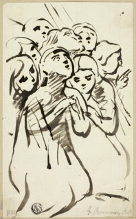Kneeling Figures Huddled Together, n.d. Creator: George Romney.