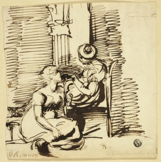 Two Women in Interior, n.d. Creator: George Romney.