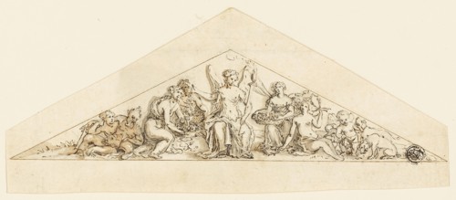 Pedimental Design for a Wren Building, 1741/86. Creator: Grinling Gibbons.