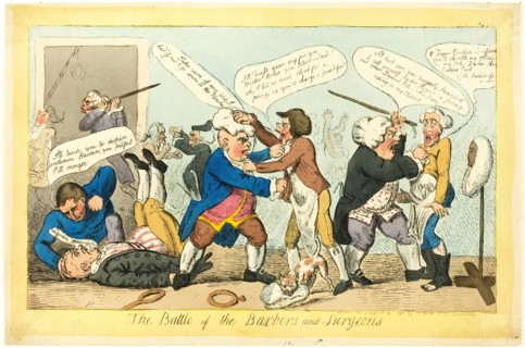 Battle of Barbers and Surgeons, published August 14, 1797. Creator: Isaac Cruikshank.