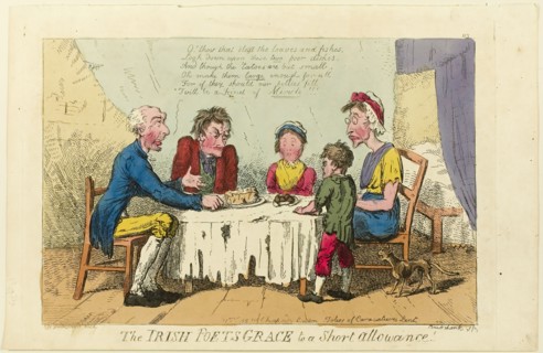 Irish Poets Grace to Short Allowance!, 1805-1810. Creator: Isaac Cruikshank.