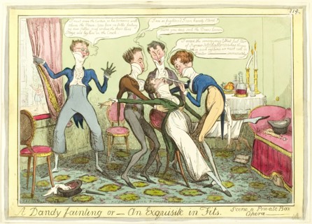 A Dandy Fainting, published December 11, 1818. Creator: Isaac Robert Cruikshank.