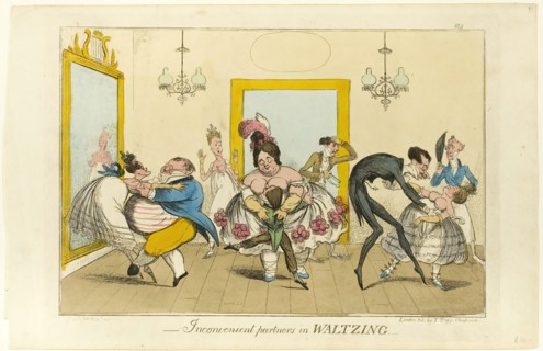 Inconvenient Partners in Waltzing, 1817/19. Creator: Isaac Robert Cruikshank.