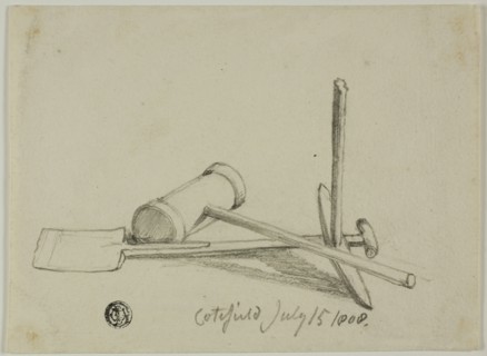 Mallet, Pick and Shovel, 1808/47. Creator: Joshua Cristall.