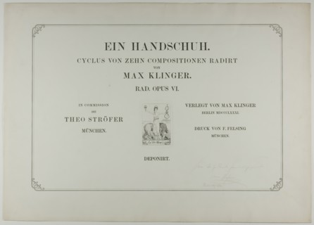 Cover to A Glove, 1881. Creator: Max Klinger.