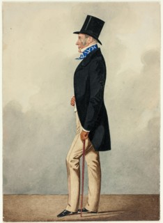 Portrait of Man in Black Coat and Blue and White Cravat, 1835/40. Creator: Richard Dighton.