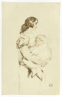 Young Woman Carrying Baby, c. 1830. Creators: Thomas Jones Barker, Thomas Barker.