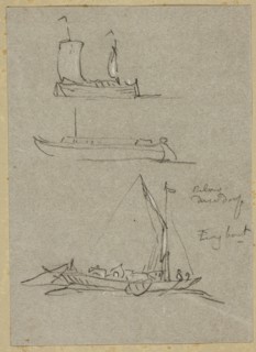 Three Sketches of Dusseldorf River Boats, n.d. Creator: William Alfred Delamotte.