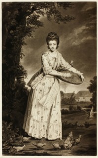Mrs. Pelham Feeding Her Chickens, 1775. Creator: William Dickinson.