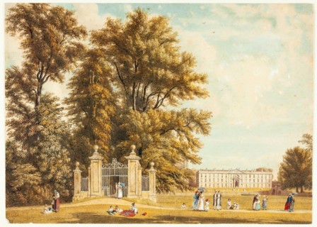 Entrance to the Avenue from Clare Hall Piece, Cambridge, c. 1830. Creator: William Westall.