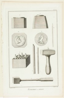 Medal Engraving, from Encyclopédie, 1762/77. Creator: A. J. Defehrt.