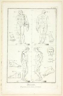 Design: Proportions of the Antinoüs Statue, from Encyclopédie, 1762/77. Creator: A. J. Defehrt.
