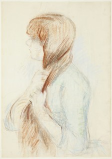 Girl Plaiting her Hair (La Natte), 1894. Creator: Berthe Morisot.
