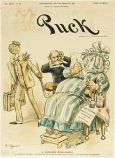 A Hopeless Mésalliance, from Puck, published January 4, 1893. Creator: Charles Jay Taylor.
