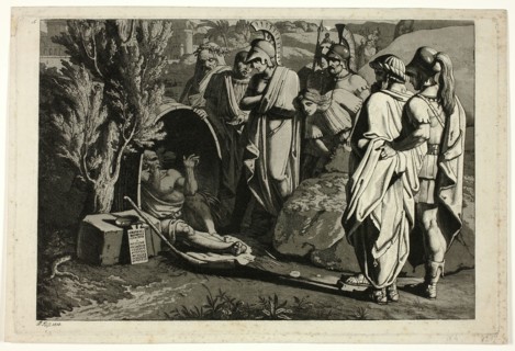 Diogenes in His Tub with Alexander and His Generals, 1810. Creator: Carl Russ.