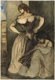 Two Women, c. 1840. Creator: Constantin Guys.