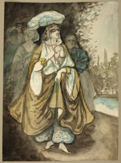 One of the Ladies of the Harem (recto); Fragment of a Landscape (verso), 1854/56. Creator: Constantin Guys.