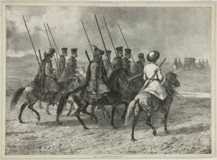 Cossack Escort to the Border of Kuban, Taman (Central Russia), October 11, 1837, 1838. Creator: Auguste Raffet.