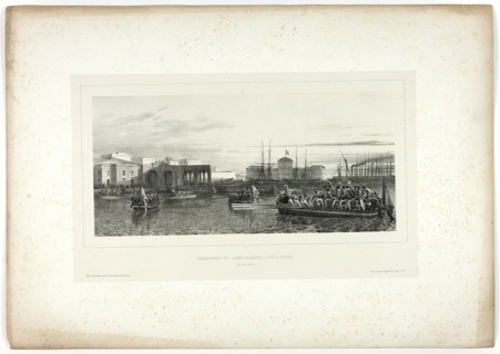 The French Army Landing at Civita-Vecchia, April 25, 1849, from Souvenirs d’Italie: Expédi..., 1851. Creator: Auguste Raffet.