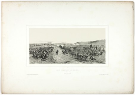 The French Army Arrives at Maglianella, from Souvenirs d’Italie: Expédition de Rome, 1850. Creator: Auguste Raffet.