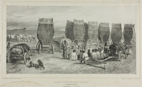 Halting Place of a Moldavian Caravan Transporting Coal, Bessarabia, August 5, 1837, 1840. Creator: Auguste Raffet.