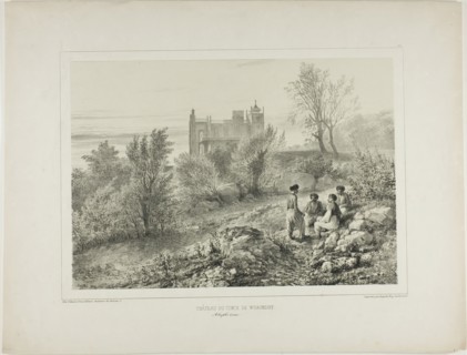 The Château of Count Woronzoff, Aloupka, Crimea, August 12, 1837, 1840. Creator: Auguste Raffet.