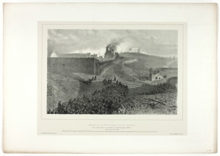 Departure of the third column, called the support, from Souvenirs d’Italie: Expédition de ..., 1859. Creator: Auguste Raffet.