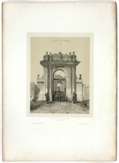 Entering the Villa Santucci, from Souvenirs d’Italie: Expédition de Rome, 1850. Creator: Auguste Raffet.