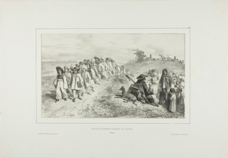 Hungarian Children Going to School, 1838. Creator: Auguste Raffet.