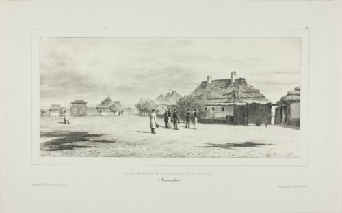 Courtyard of the Quarantine General, Skoulani, Bessarabia, 1839. Creator: Auguste Raffet.
