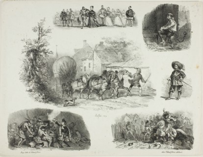 Sheet of Sketches, 1829. Creator: Auguste Raffet.