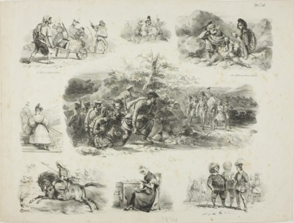 Sheet of Sketches, 1829. Creator: Auguste Raffet.