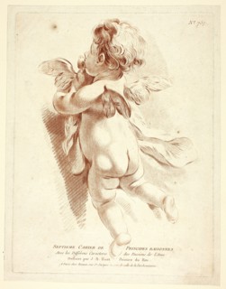 Flying Cupid Kissing a Dove, n.d. Creator: Gilles-Antoine Demarteau.