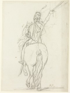 Mounted Officer from the Back, c. 1810. Creator: Jacques-Louis David.