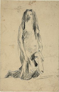 Kneeling Nude Woman with Drapery, n.d. Creator: Jean-Baptiste Carpeaux.
