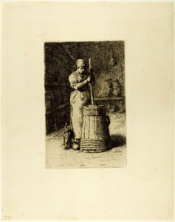 A Woman Churning, 1855. Creator: Jean Francois Millet.