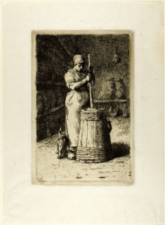 A Woman Churning, 1855. Creator: Jean Francois Millet.