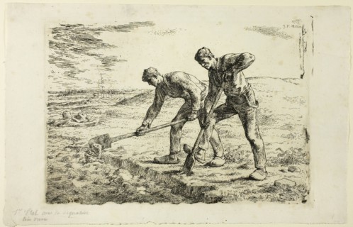 Two Men Digging, 1855–56. Creator: Jean Francois Millet.