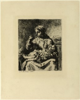 Woman Feeding Her Child, 1861. Creator: Jean Francois Millet.