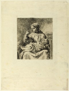 Woman Feeding Her Child, 1861. Creator: Jean Francois Millet.