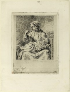 Woman Feeding Her Child, 1861. Creator: Jean Francois Millet.