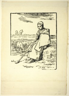 The Shepherdess, 1863. Creator: Jean Francois Millet.