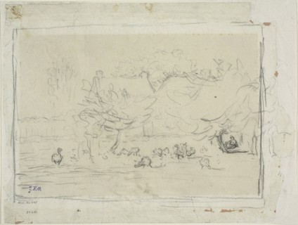Geese in a Farmyard, c. 1871. Creator: Jean Francois Millet.