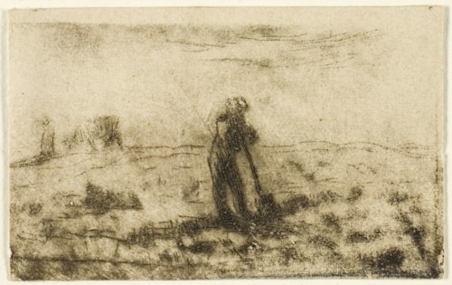 Woman Hanging Out Clothes, c. 1855. Creator: Jean Francois Millet.