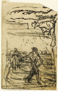 Sketches, Fragment: Peasant Seated at the Foot of a Tree, after 1863. Creator: Jean Francois Millet.