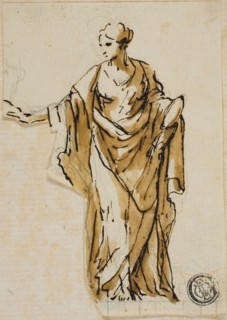 Standing Female Figure with Right Hand Raised, n.d. Creators: John Michael Rysbrack, Sir James Thornhill.