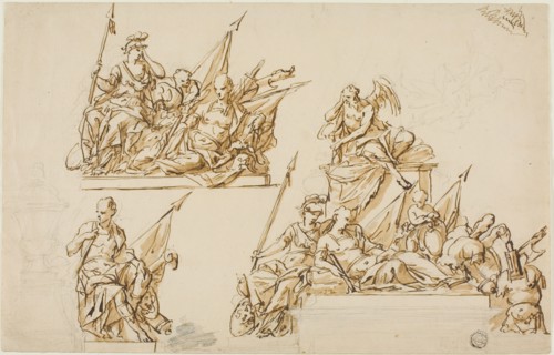 Unexecuted Designs for the Monument to the First Duke of Marlborough, c. 1733. Creators: John Michael Rysbrack, Sir James Thornhill.